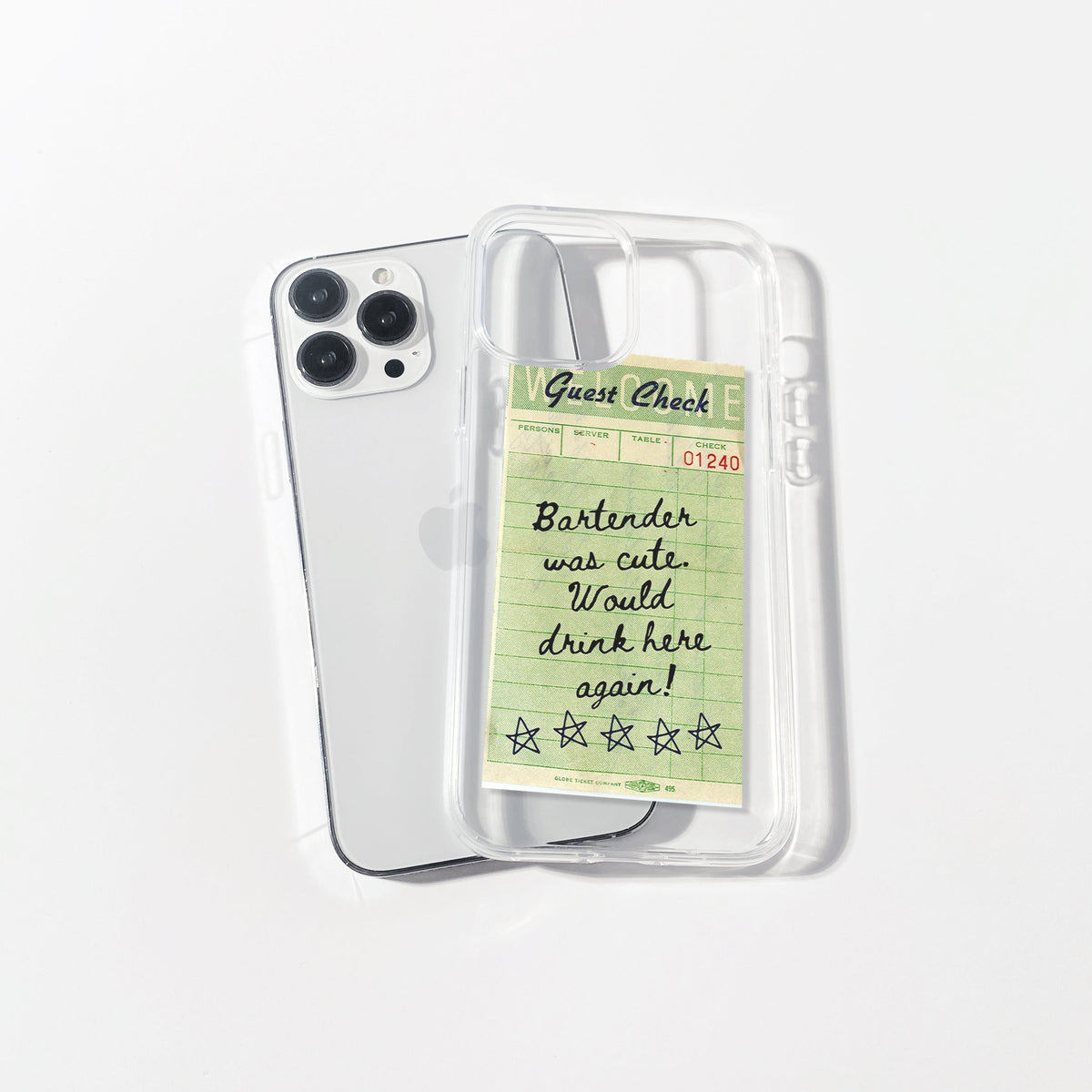 Bartender Guest Check Silicone Clear Case