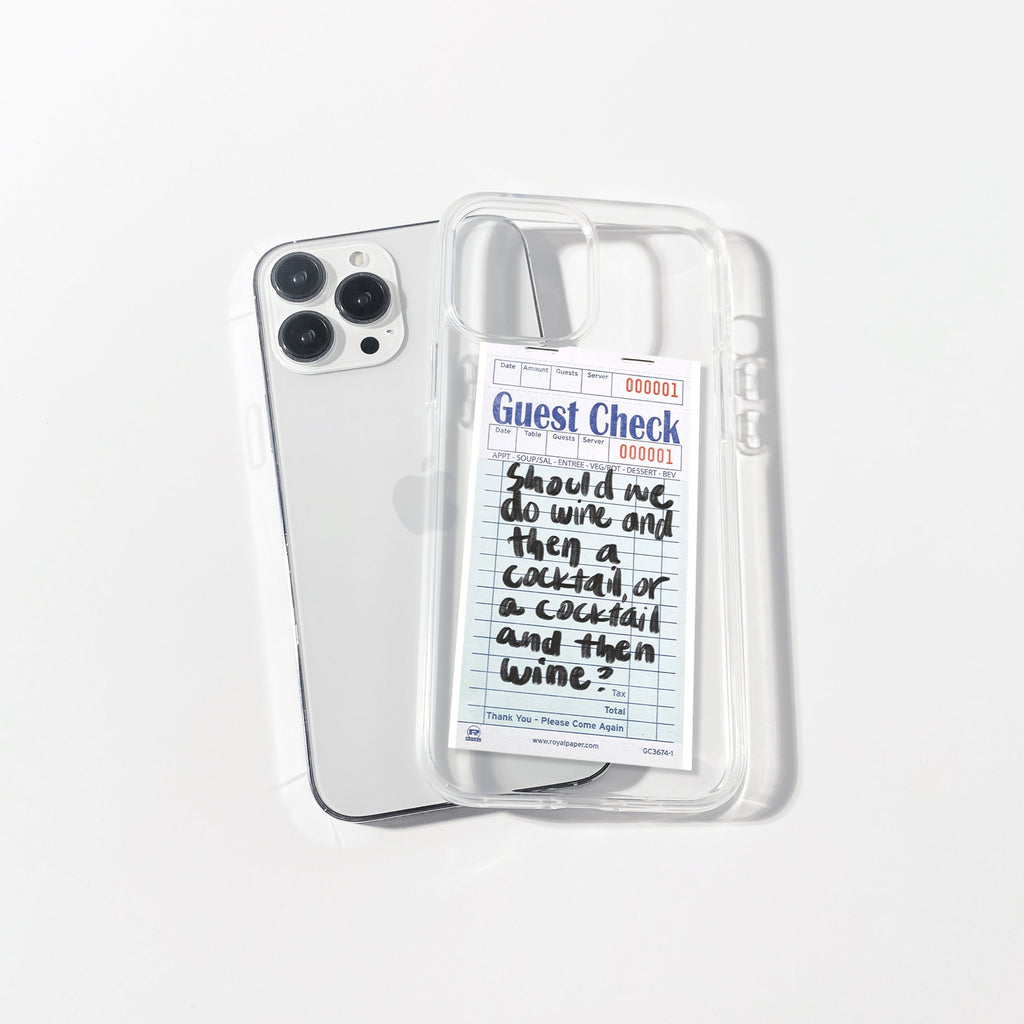 Cocktail Wine Guest Check Art Silicone Clear Case
