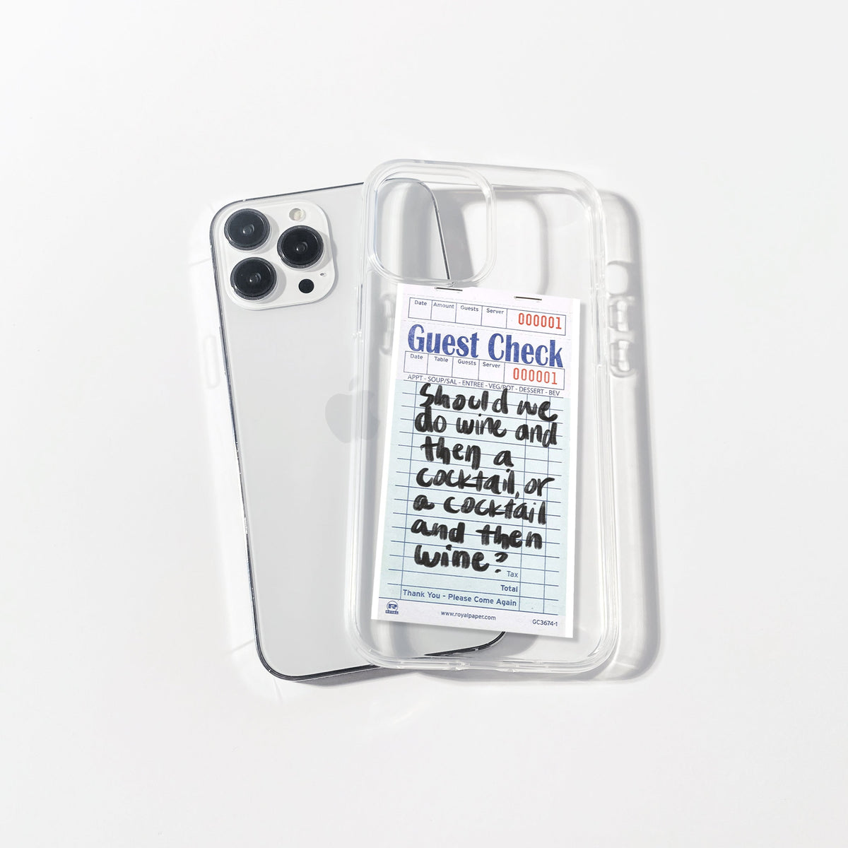 Cocktail Wine Guest Check Art Silicone Clear Case