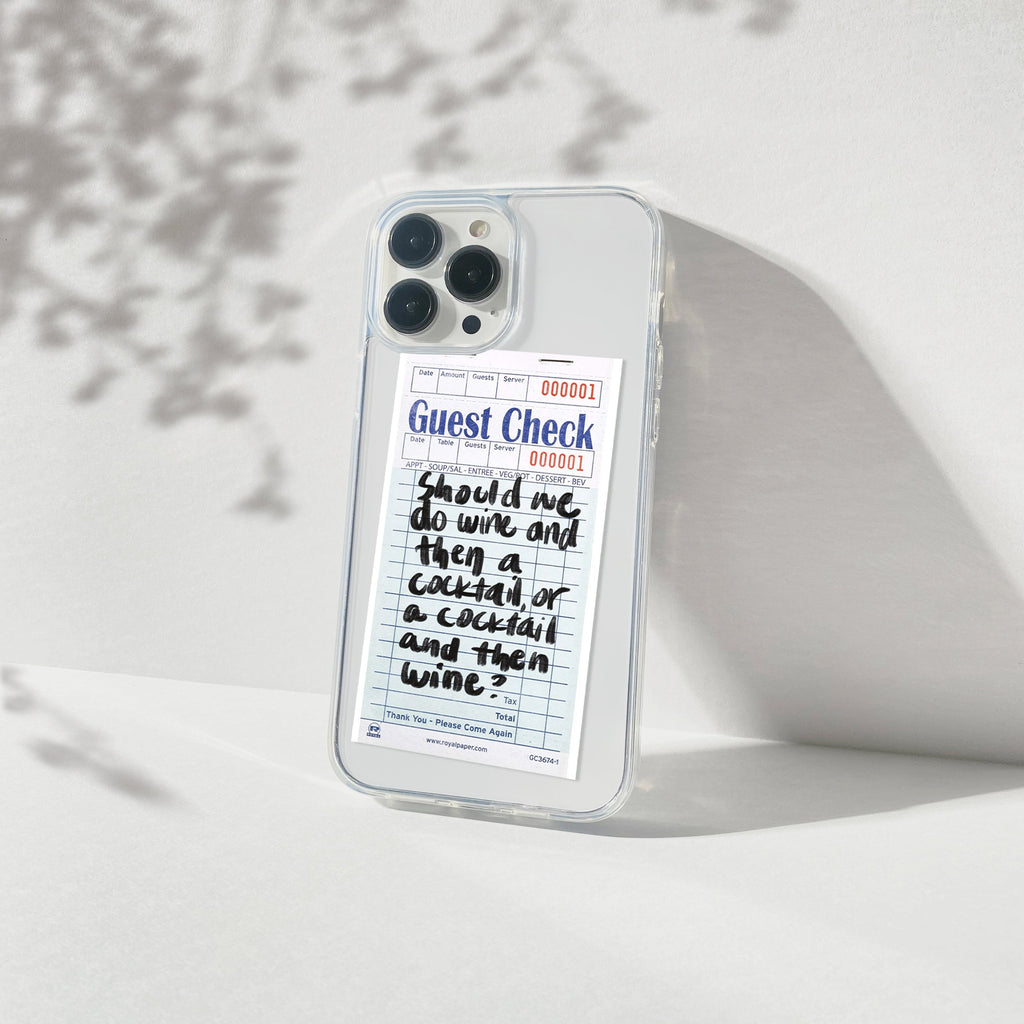 Cocktail Wine Guest Check Art Silicone Clear Case
