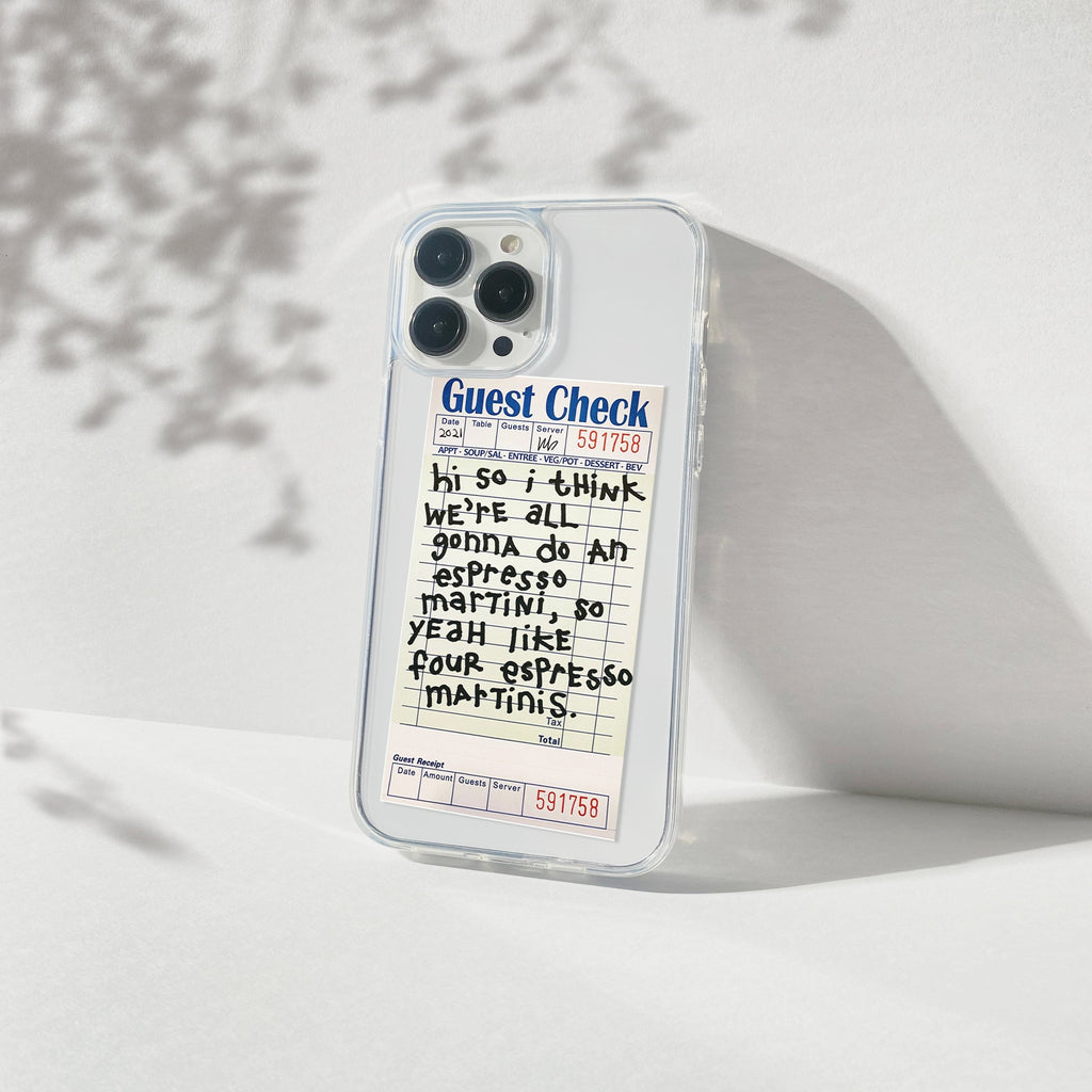 Espresso Martini Guest Check Silicone Clear Case