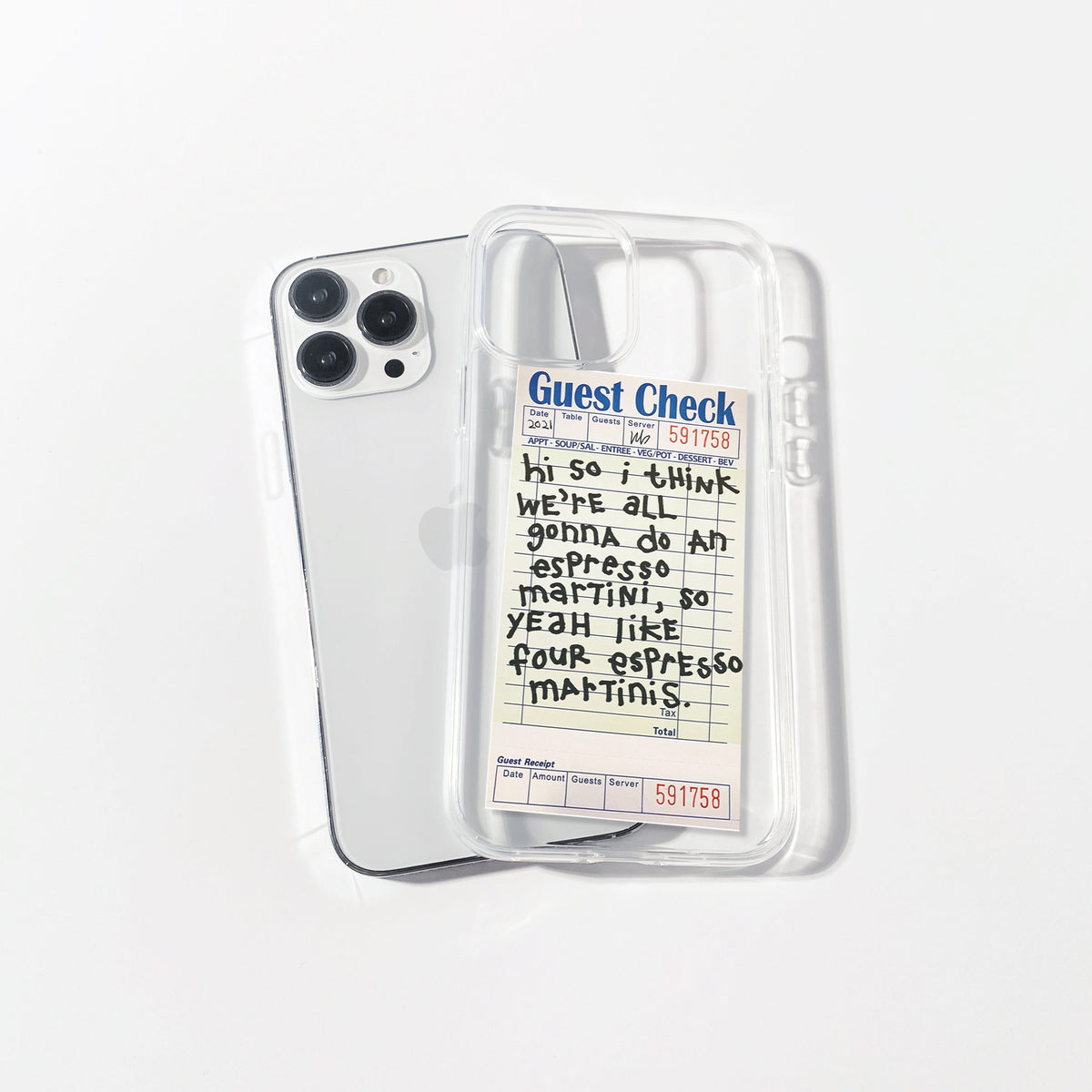Espresso Martini Guest Check Silicone Clear Case