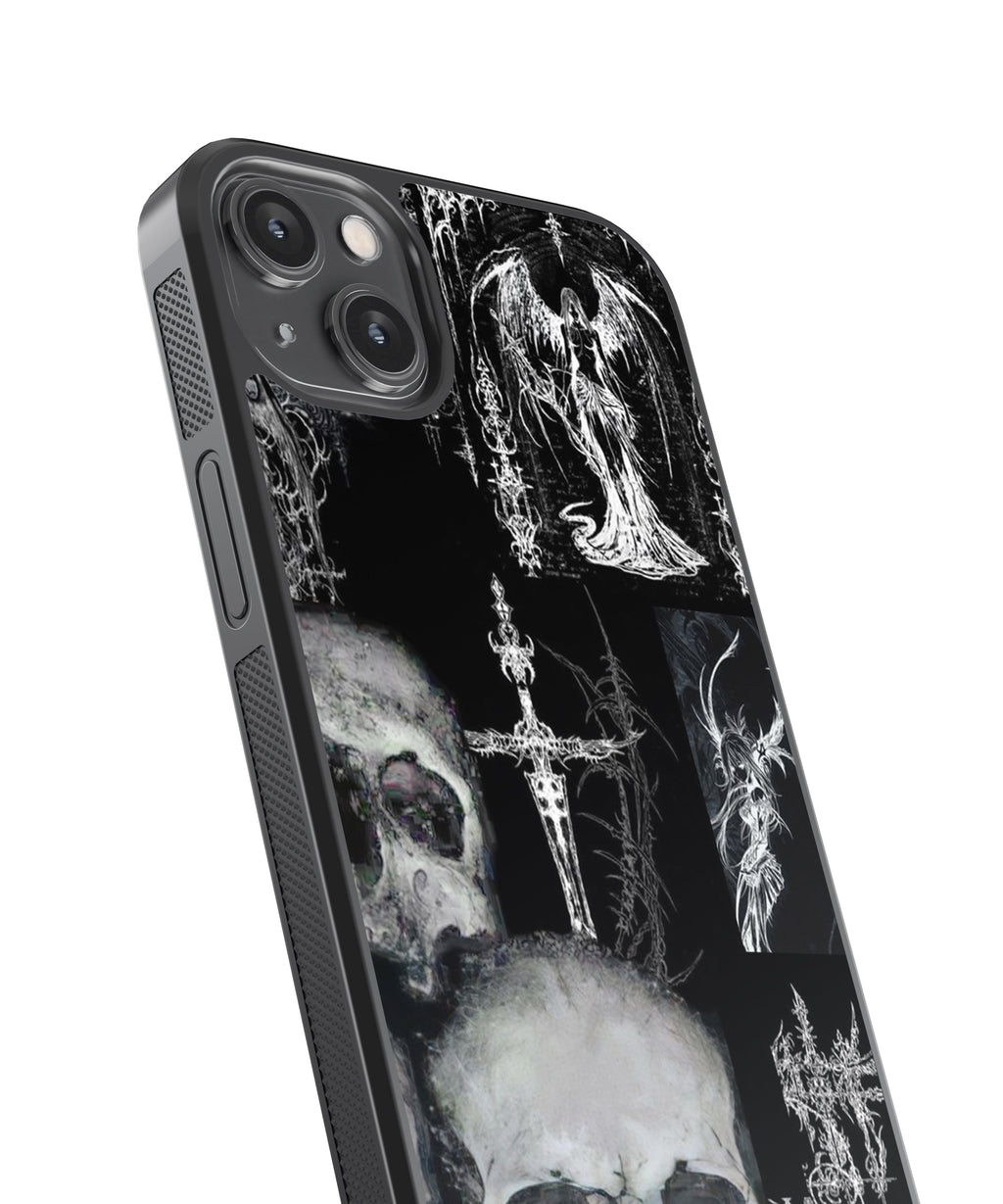 Skulls Cybersigilism Glass Phone Case Cover