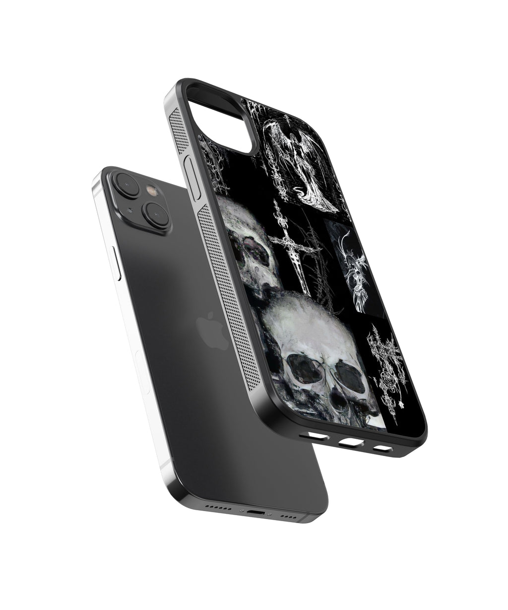 Skulls Cybersigilism Glass Phone Case Cover