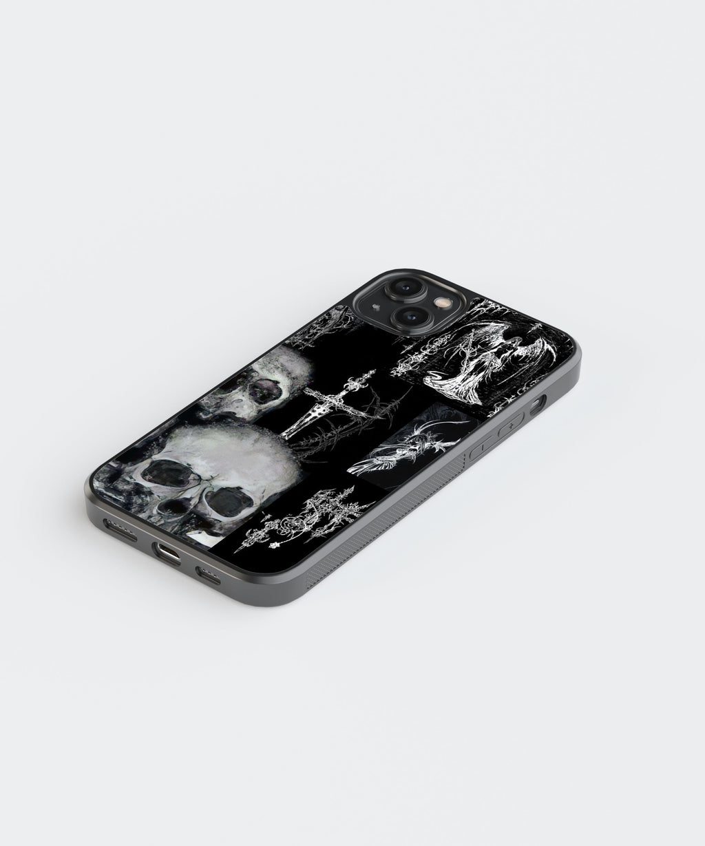 Skulls Cybersigilism Glass Phone Case Cover